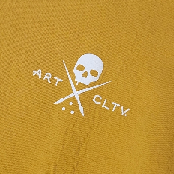 Sullen Art Collective Torched Tatoo Thermal Yellow Gold Sweatshirt Skulls Fire - Picture 11 of 13
